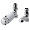 New 15mm Straight TRV & Lockshield Valve Chrome/White