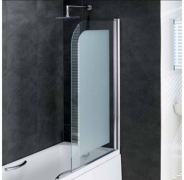 Volente 8mm hinge bath screen 850x1500 frosted Silver