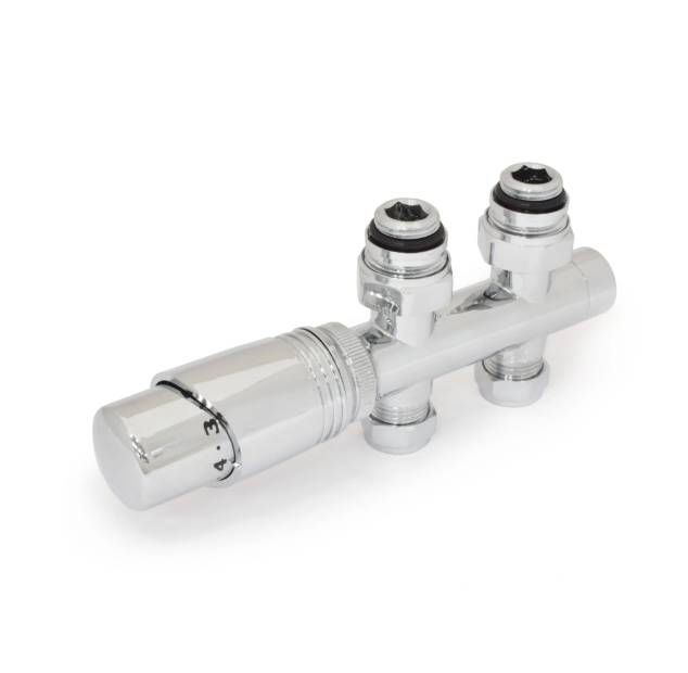Delta Twin Straight TRV Chrome Thermostatic Radiator Valve Set